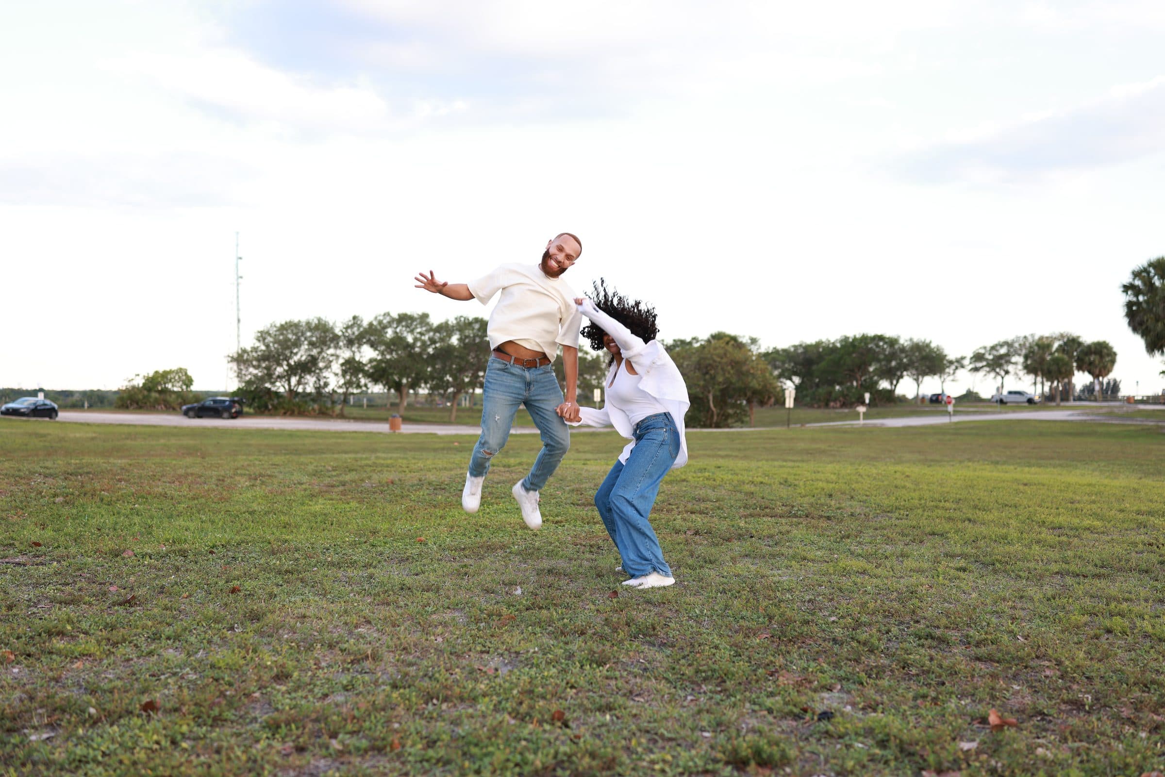 Ray and Alexia being playful together in the field